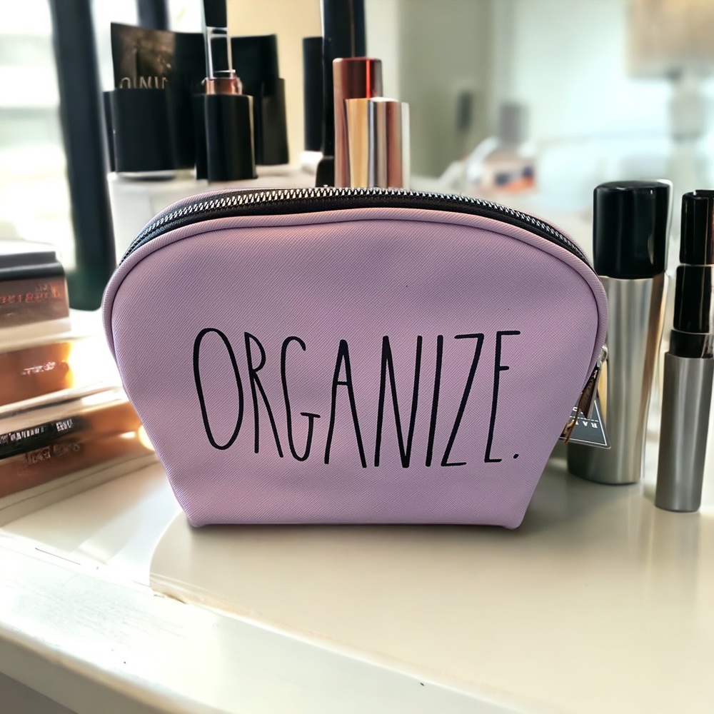 NEW RAE Dunn ‘ORGANIZE’ Super Cute Purple Cosmetic Bag - Size 9.5x4x7